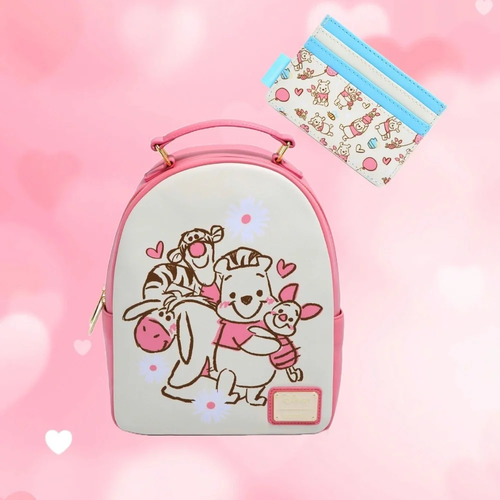 Loungefly Disney Winnie the Pooh Sketch Mini‎ Backpack and Cardholder